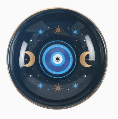 Blue All Seeing Eye Print Incense Holder Plate