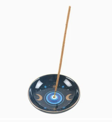 Blue All Seeing Eye Print Incense Holder Plate