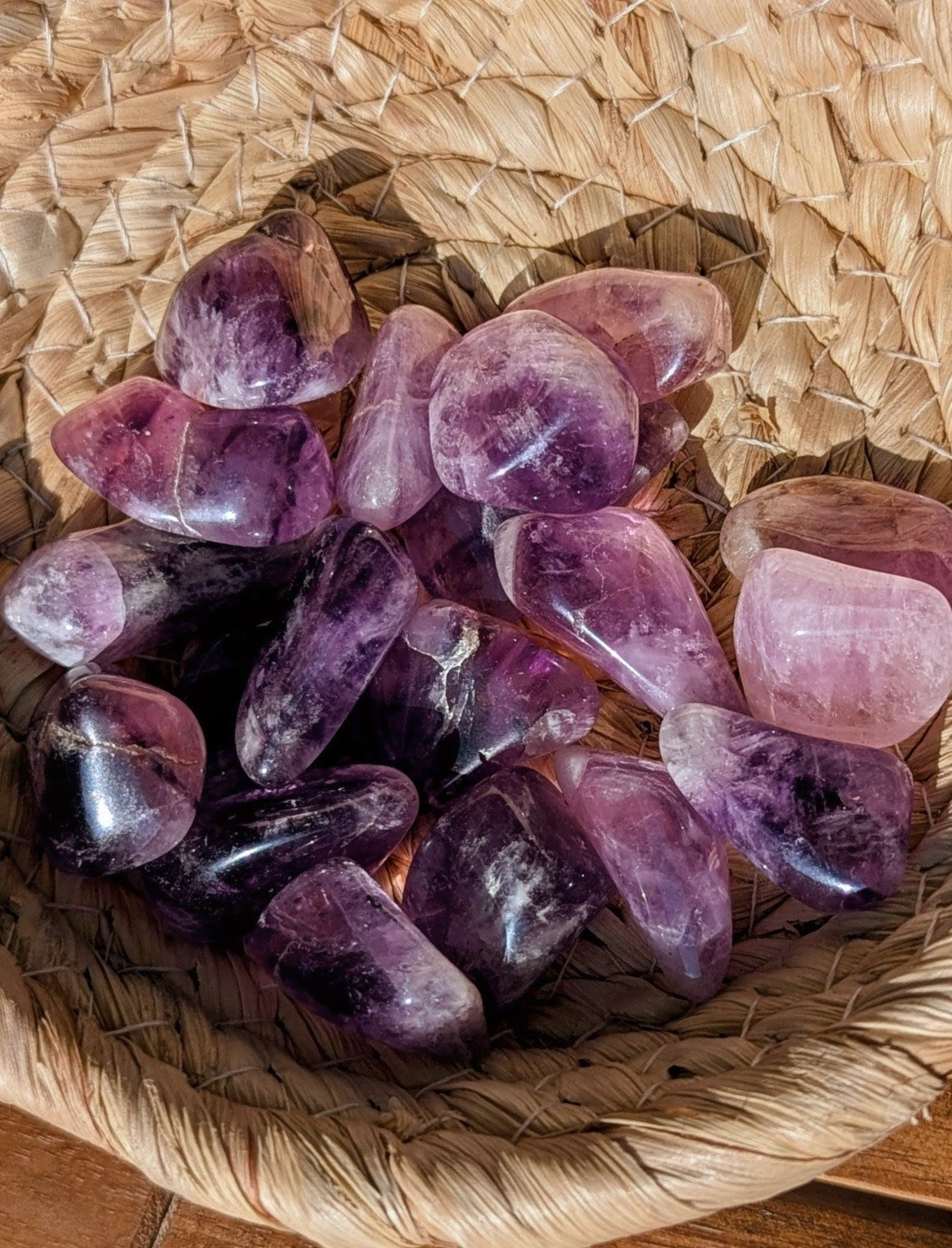 Amethyst Tumbled Stones 1-1.50 Inch - AA Grade