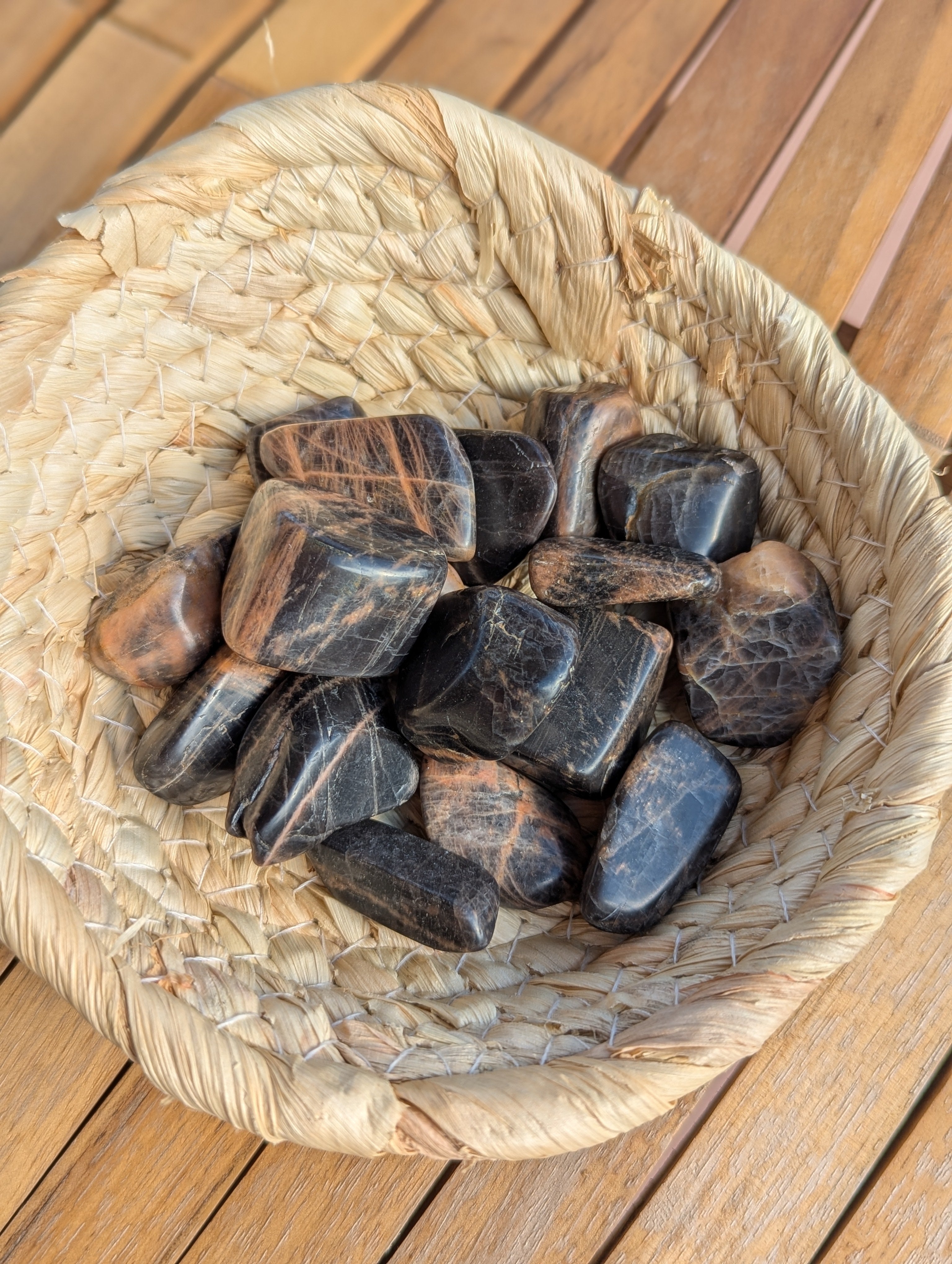 Black Moonstone Tumbled Stones 1-1.50 Inch - AA Grade