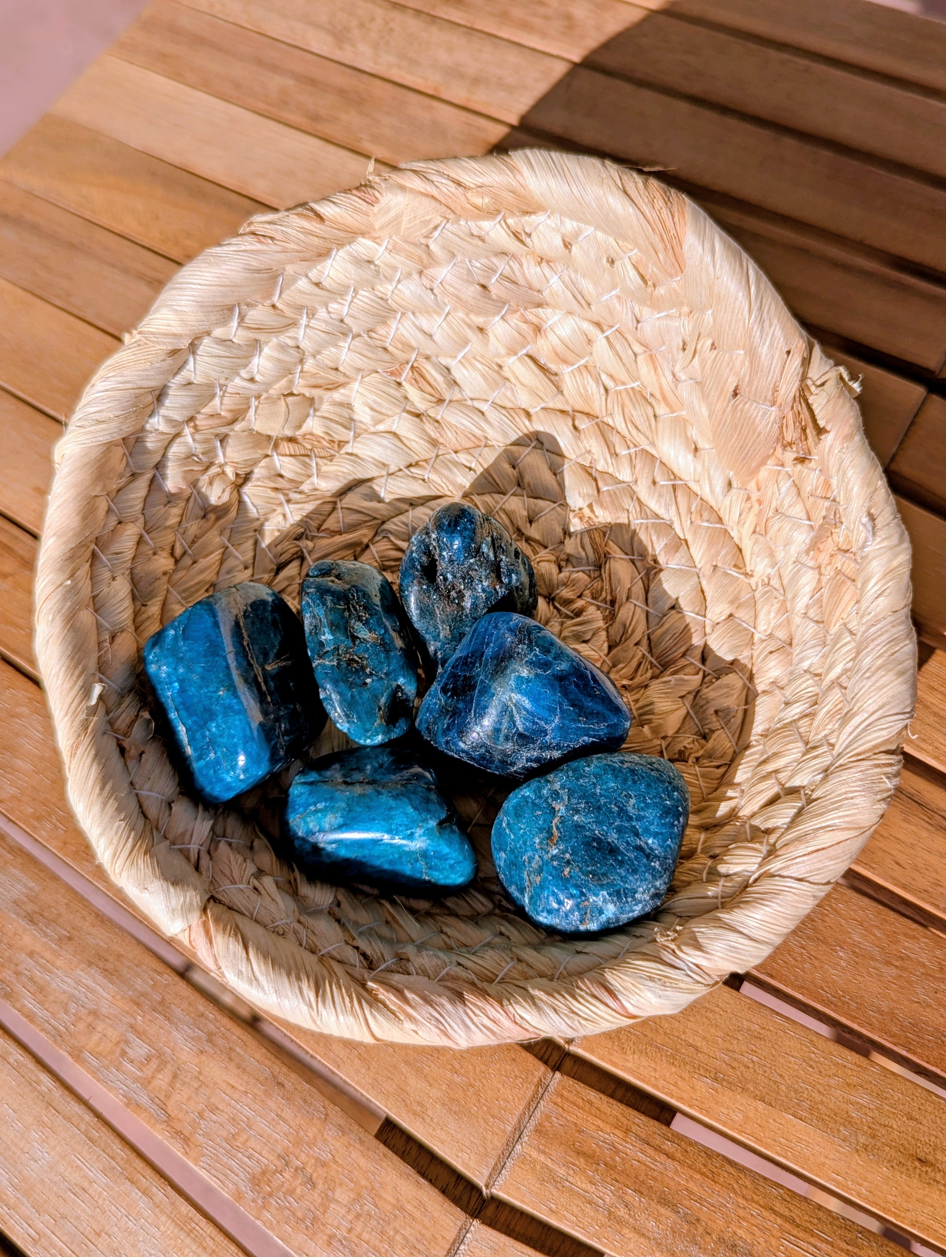 Blue Apatite Tumbled Stones 1-1.50 Inch - AA Grade
