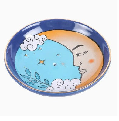 The Moon Celestial Blue Ceramic Incense Holder Plate