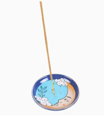The Moon Celestial Blue Ceramic Incense Holder Plate